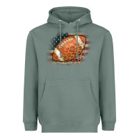 Sage American Flag Football Leopard Heavyweight Hoodie - CowCowDesign