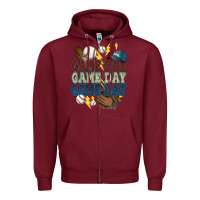 Burgundy Game Day lightning bolt Baseball Zipper Hoodie - HowdyJamesFarm