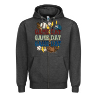 Charcoal Heather Game Day lightning bolt Baseball Zipper Hoodie - HowdyJamesFarm