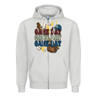 Dove Grey Game Day lightning bolt Baseball Zipper Hoodie - HowdyJamesFarm