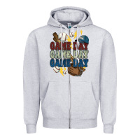 Heather Grey Game Day lightning bolt Baseball Zipper Hoodie - HowdyJamesFarm