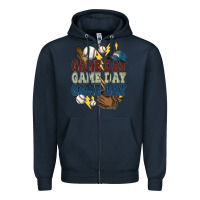 Navy Game Day lightning bolt Baseball Zipper Hoodie - HowdyJamesFarm