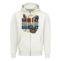 Oatmeal Heather Game Day lightning bolt Baseball Zipper Hoodie - HowdyJamesFarm