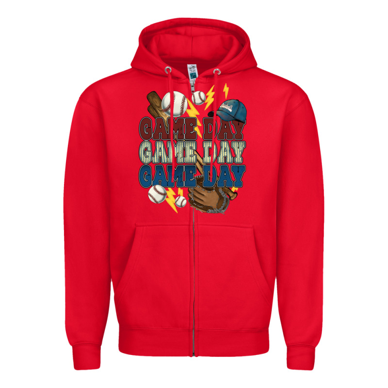 Game Day Lightning Bolt Baseball Zipper Hoodie by HowdyJamesFarm | Teevron