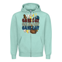 Seafoam Game Day lightning bolt Baseball Zipper Hoodie - HowdyJamesFarm