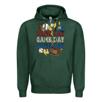 Sports Green Game Day lightning bolt Baseball Zipper Hoodie - HowdyJamesFarm