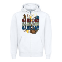 White Game Day lightning bolt Baseball Zipper Hoodie - HowdyJamesFarm