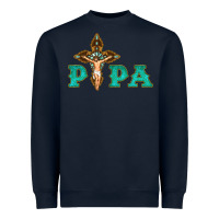 Navy Papa Jesus with Cross Heavyweight Sweatshirt - Bettercallsaul