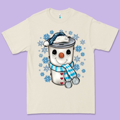 Snowman Coffee Cup Premium Tee Designed By Jahusdesignshop