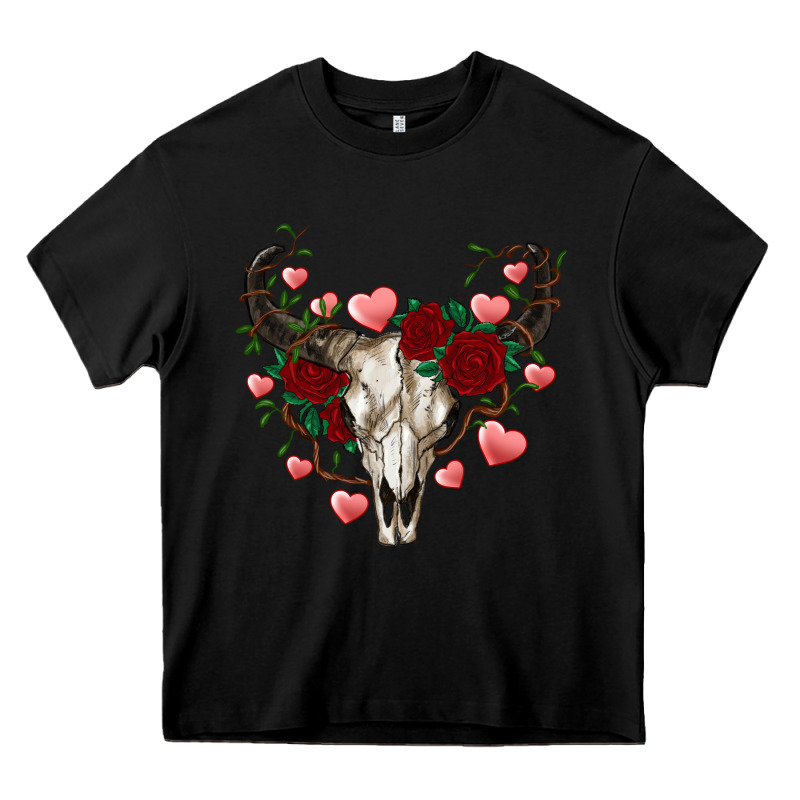 Valentine's Bull Skull Heavy Core Tee by AdoDesignShop | Teevron