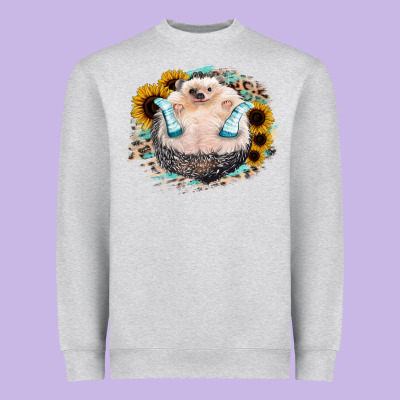 Hedgehog With Sunflower Heavyweight Sweatshirt Designed By Bettercallsaul