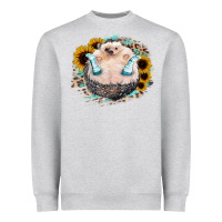 Heather Grey Hedgehog with Sunflower Heavyweight Sweatshirt - Bettercallsaul