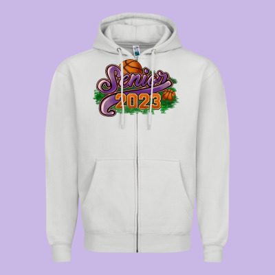 Senior 2023 Basketball Zipper Hoodie Designed By Howdyjamesfarm