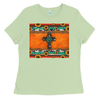 Matcha sunflowers cross aztec pattern Ladies Tee - Jasminsmagicworld