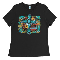 Black western gemstone cross sunflowers serape leopard glitter Ladies Tee - Artiststas