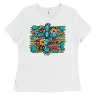 White western gemstone cross sunflowers serape leopard glitter Ladies Tee - Artiststas