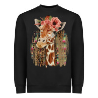 Black Giraffe with Floral Heavyweight Sweatshirt - Bettercallsaul