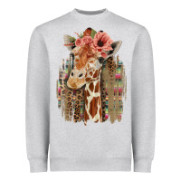 Heather Grey Giraffe with Floral Heavyweight Sweatshirt - Bettercallsaul