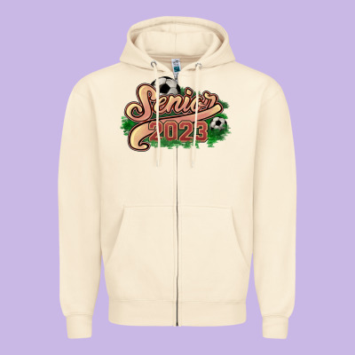 Senior 2023 Soccer Zipper Hoodie Designed By Howdyjamesfarm