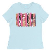 Baby Blue v.d cow and lotus brushstrock Ladies Tee - AdoDesignShop