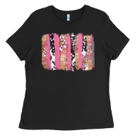 V.d Cow And Lotus Brushstrock Ladies Tee | Teevron