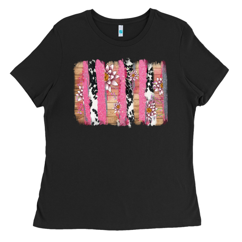 V.d Cow And Lotus Brushstrock Ladies Tee by AdoDesignShop | Teevron