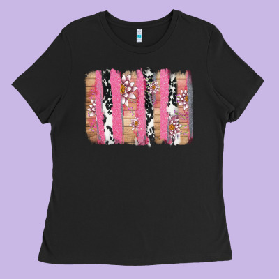 V.d Cow And Lotus Brushstrock Ladies Tee Designed By Adodesignshop