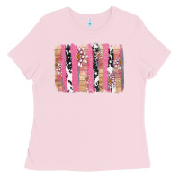 Bubblegum Pink v.d cow and lotus brushstrock Ladies Tee - AdoDesignShop