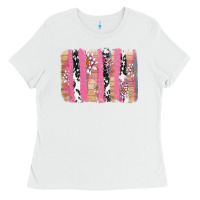 White v.d cow and lotus brushstrock Ladies Tee - AdoDesignShop