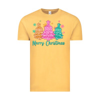 Vintage Mustard merry christmas glitter trees Vintage Tee - MaliasSmallBusiness