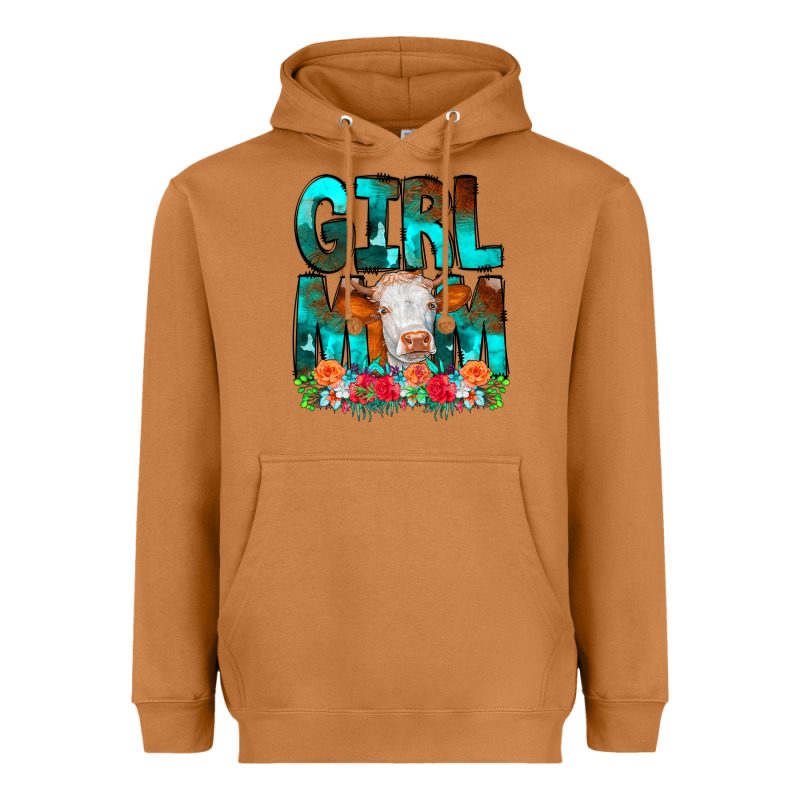 Girl Mom Cow Flowers Heavyweight Hoodie by CowCowDesign | Teevron