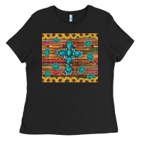 Black western gemstone cross sunflowers leopard serape glitter wooden tumble Ladies Tee - Artiststas