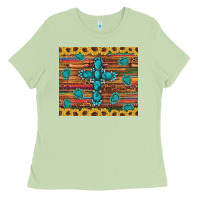 Matcha western gemstone cross sunflowers leopard serape glitter wooden tumble Ladies Tee - Artiststas