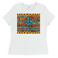 White western gemstone cross sunflowers leopard serape glitter wooden tumble Ladies Tee - Artiststas