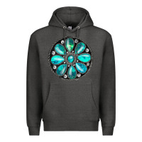 Charcoal Heather turquoise gemstone Premium Hoodie - JahusDesignShop
