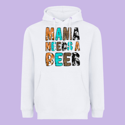 Mama Needs A Beer Heavyweight Hoodie Designed By Cowcowdesign