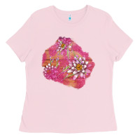 Bubblegum Pink v.d  lavender and lotus patches Ladies Tee - AdoDesignShop