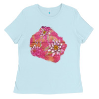 Baby Blue v.d  lavender and lotus patches Ladies Tee - AdoDesignShop