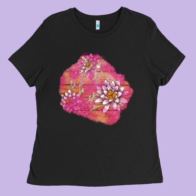 V.d  Lavender And Lotus Patches Ladies Tee Designed By Adodesignshop