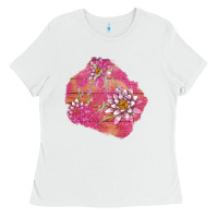 White v.d  lavender and lotus patches Ladies Tee - AdoDesignShop