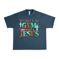 Midnight Navy all i need is the gym and jesus Urban Heavy Tee - JahusDesignShop