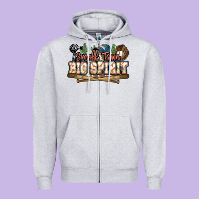 Small Town Big Spirit Baseball Zipper Hoodie Designed By Howdyjamesfarm