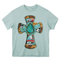 Arona cross with leopard sunflower gemstone serape cowhide Heavy Core Tee - Artiststas