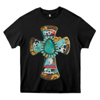 Black cross with leopard sunflower gemstone serape cowhide Heavy Core Tee - Artiststas