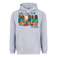 Heather Grey Glitter Dirt Mama Of Both Cow Flowers Heavyweight Hoodie - CowCowDesign