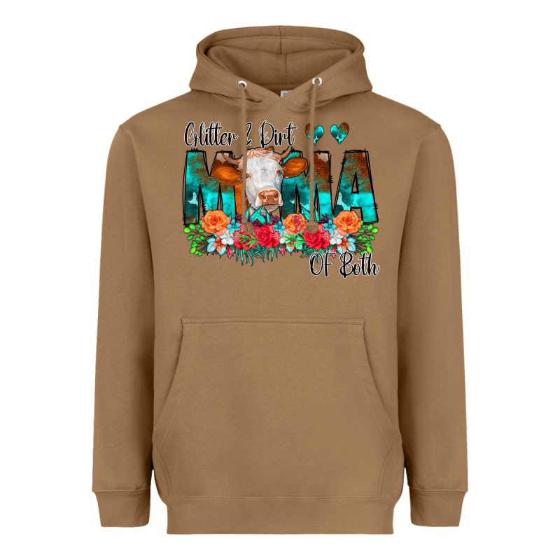 Glitter Dirt Mama Of Both Cow Flowers Heavyweight Hoodie by CowCowDesign | Teevron