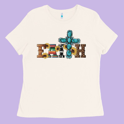 Western Gemstone Cross Faith Ladies Tee Designed By Artiststas