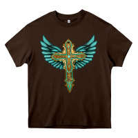 Chocolate Brown wing cross Heavy Core Tee - Artiststas