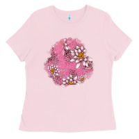 Bubblegum Pink lotus patches Ladies Tee - AdoDesignShop