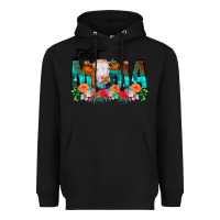 Black Inked Mama Flowers Cow Heavyweight Hoodie - CowCowDesign